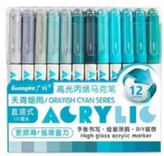 Guangna High gloss acrylic marker - Grayish Cyan Series